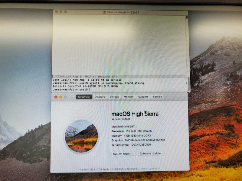 Mac Mini - Mid 2011 A1347 i5-2520M 2.5GHZ, 4GB, AMD HD6630M, NO HDD (