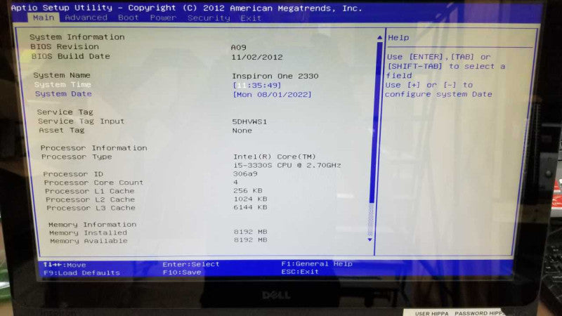 Dell Inspiron 2330 AiO i5-3330S @ 2.70ghz / 8gb ram/ 17.4\\" / see notes #