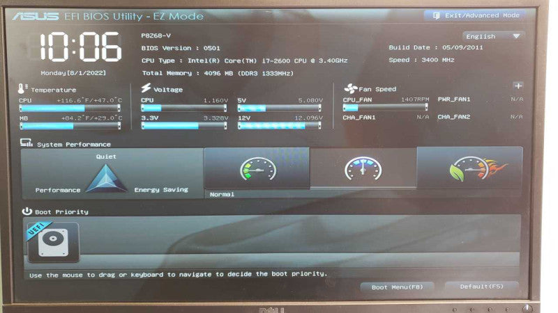 Custom Asus PC, Core I7-2600 3.4GHz, 4GB RAM, No HDD, with HDD Trays _