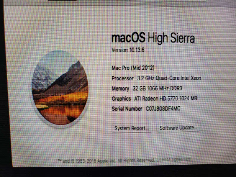 Apple Mac Pro Mid 2012 Xeon Quad Core 3.2GHz 32GB DDR3 RadeonHD 5770 [