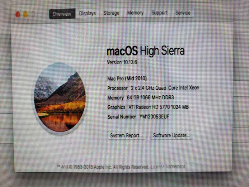 Apple Mac Pro Mid 2010 2xXeon Quad Core 2.4GHz 64GB DDR3 RadeonHD 5770 [