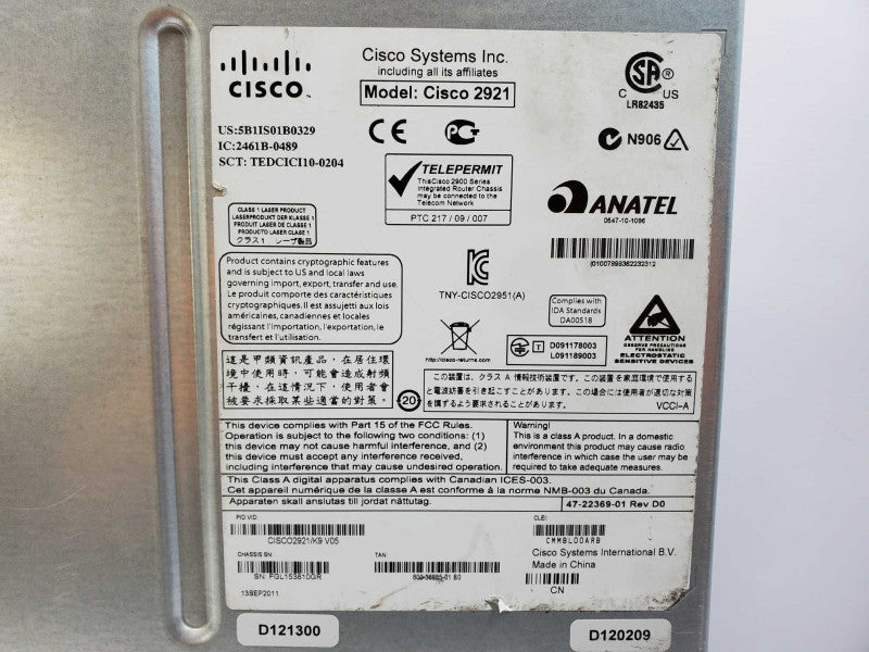 Cisco 2900 Series CISCO2921 Integrated Services Router (