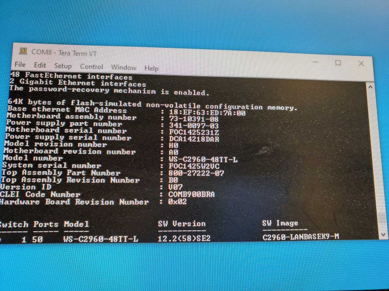 Cisco Catalyst  WS-C2960-48TT-L 48 Port  10/100 Mbps Switch_reset )