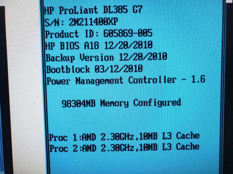 HP ProLiant DL385 G7 2U 2x AMD@2.3 GHz 96GB DDR3 RAID P410i [