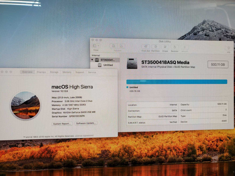 Apple iMac 21.5\\" Late 2009 A1311 Duo E7600 @3.06GHz 4GB 500GB 9400 256M  )