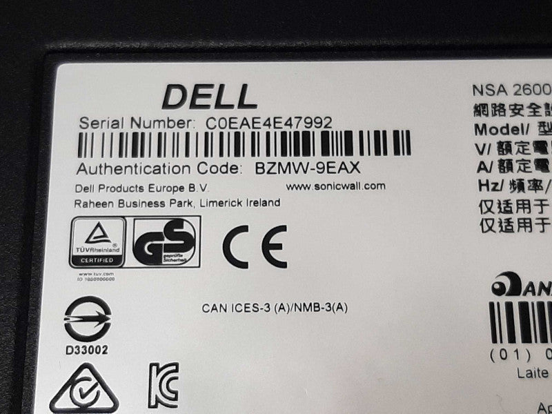 Dell SonicWALL NSA 2600 8-Port Network Security Appliance Switch Firewall ~