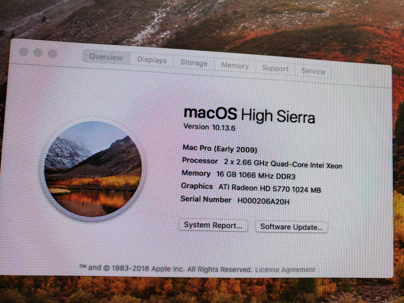 Apple Mac Pro A1289 Early 2009 2x Xeon X5550 @ 2.66GHz 16GB HD 5770 No HDD )