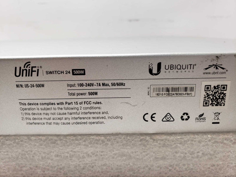 Ubiquiti Networks UniFi US-24-500W 24 Port Rack Mountable Switch AS-IS, Read _
