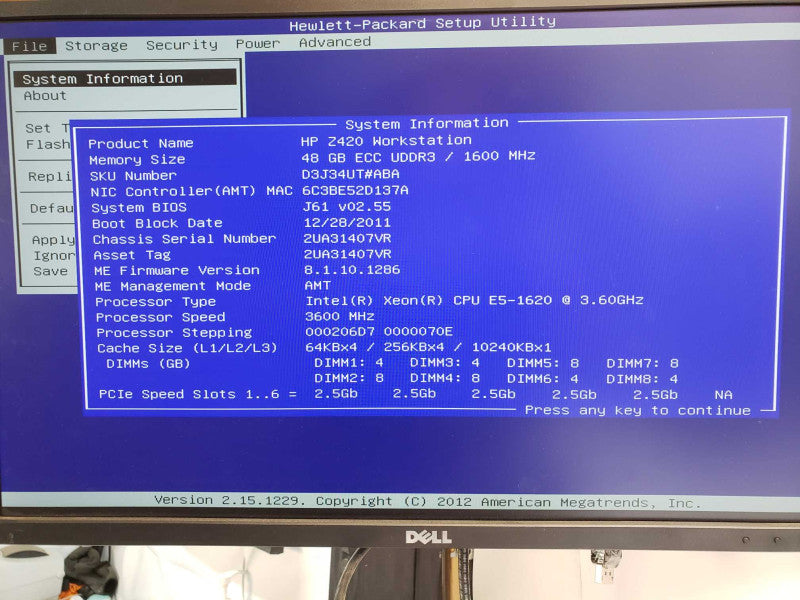 HP Z420 WS, Xeon E5-1620 3.6GHz, 48GB DDR3, 1x HDD Tray, with GPU _