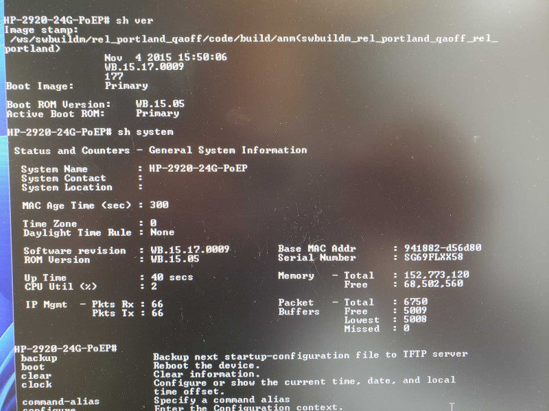 Aruba J9727A 2920-24G-POE+ Gigabit Network Switch + 4 SFP Ports  _