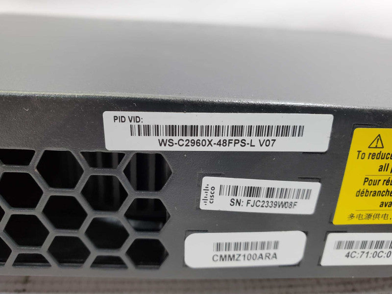 Cisco Catalyst 2960X Series WS-C2960X-48FPS-L 48 Port Gigabit PoE Switch_reset )
