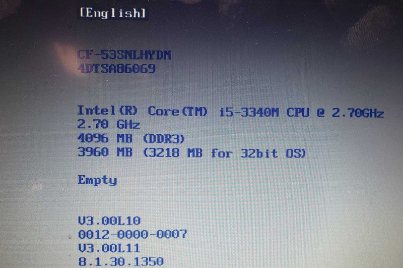Panasonic Toughbook CF-53 Rugged Laptop Core i5-3340M@2.7GHz 4GB DDR3 [