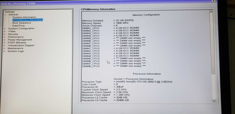 Dell Precision T7600 Xeon E5-2650 @ 2.00ghz / 32gb ram / Quadro 2000 #