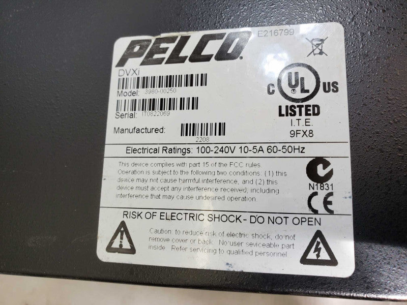 Pelco DVXi DVR 3980-00250 Commercial Integral Technologies No HDD )