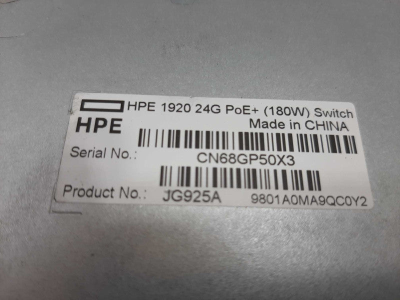 HPE JG925A OfficeConnect 24-Port Gigabit PoE+ Network Switch 1920 Series, ~