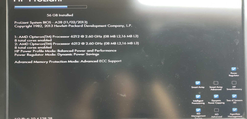 HP Proliant DL385p Gen8 2x AMD Opteron 6212 @ 2.60ghz / 56gb ram  #