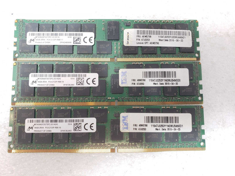 48GB Kit (3x16GB) Micron 16GB 2RX4 PC4-2133P-R Server RAM _