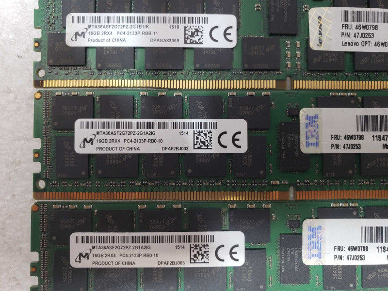 48GB Kit (3x16GB) Micron 16GB 2RX4 PC4-2133P-R Server RAM _
