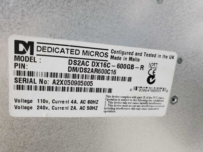 Dedicated Micros DS2AC DX16C-600GB-R Digital Video Recorder No HDD )