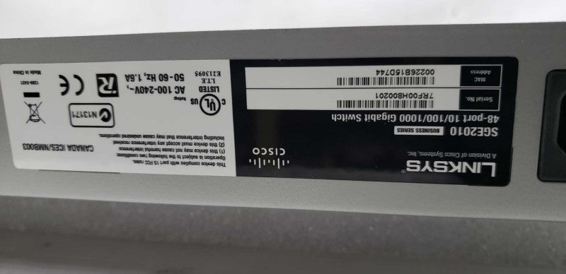 LINKSYS SGE2010 48-Port 10/100/1000 Gigabit Switch  #