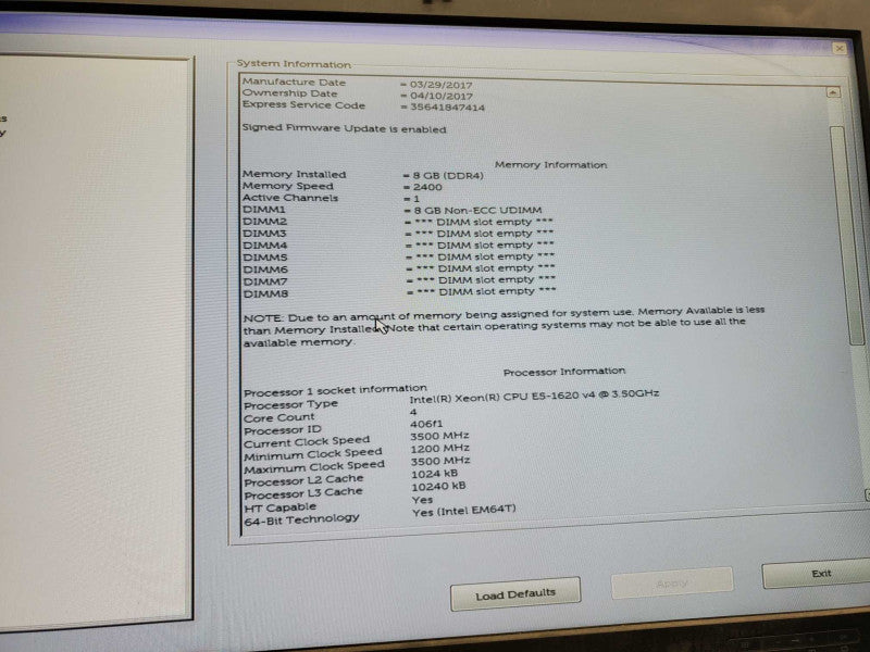 Dell Precision T5810 Xeon E5-1620 v4 @3.5GHz, 8GB DDR4,K620 )