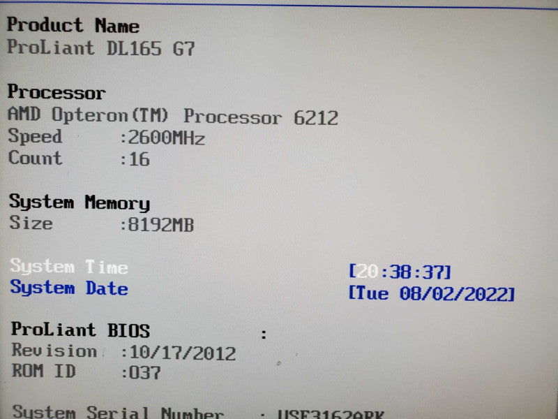 DL165 Gen 7 AMD Opteron 6212 2.6GHz 8GB DDR3 Onboard RAID No HDD |