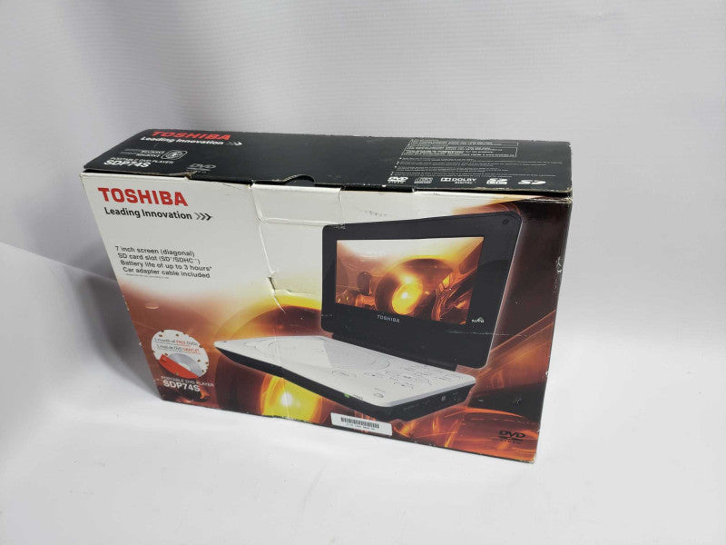 New Toshiba SDP74S LCD Portable DVD/CD/MP3 Player SD Card 7 Inch White in Box [