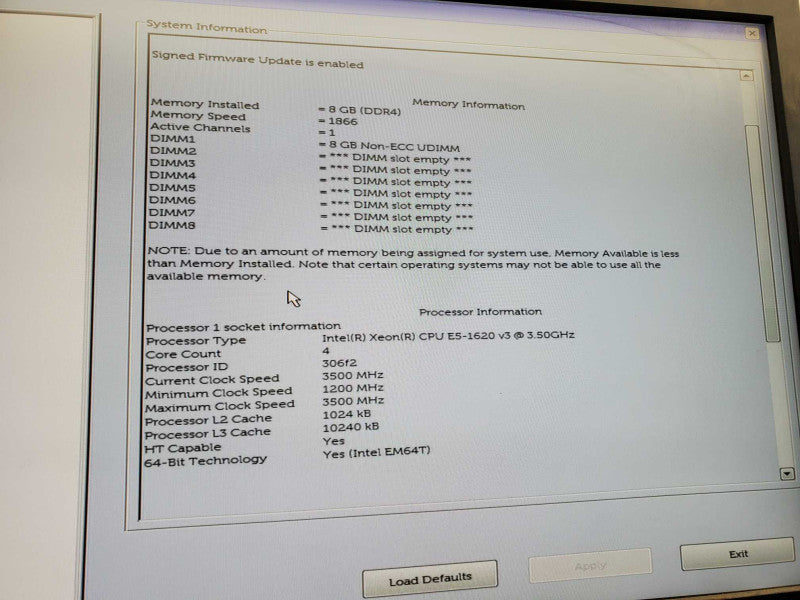 Dell Precision T5810 Xeon E5-1620 v3 @3.5GHz, 8GB DDR4,No GPU )