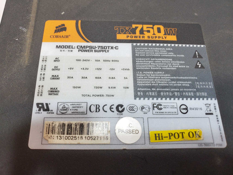 Corsair TX750W 750 Watt CMPSU-750TX Power Supply (
