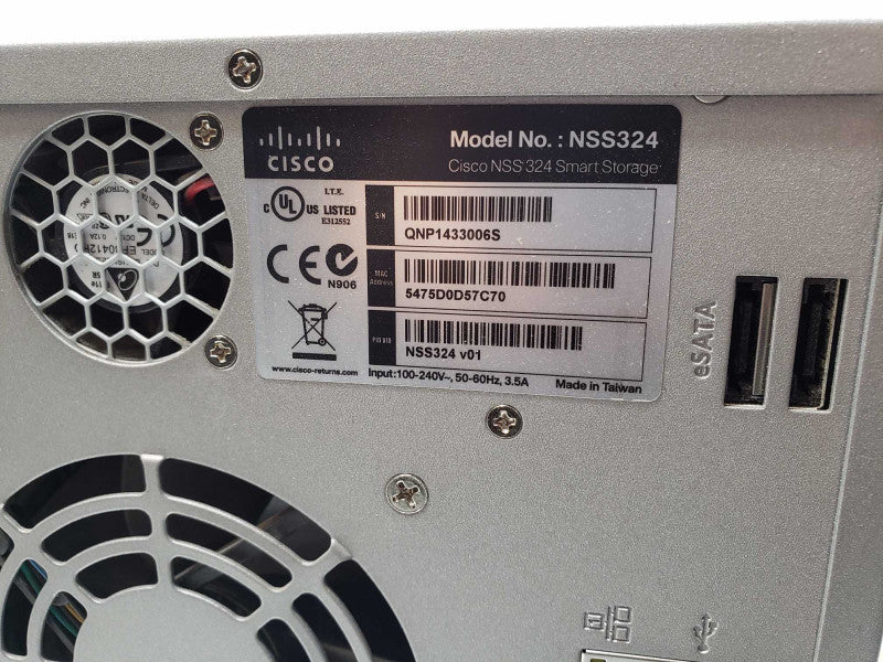 Cisco NSS324 4-Bay Smart Storage with 4x HDD Trays, No HDD _