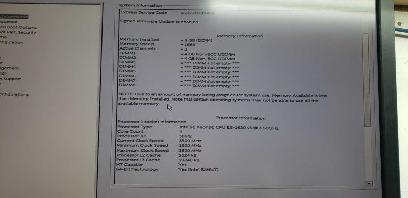 Dell Precision T5810 Xeon E5-1620 V3 @ 3.50ghz / 8gb ddr4 / Quadro 600 #