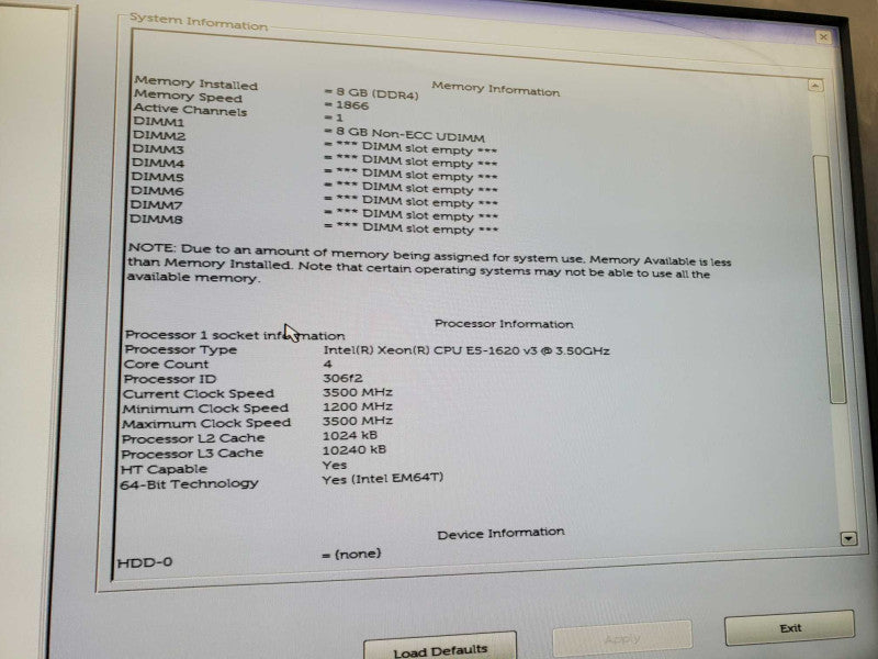 Dell Precision T5810 Xeon E5-1620 v3 @3.5GHz, 8GB DDR4,No GPU )