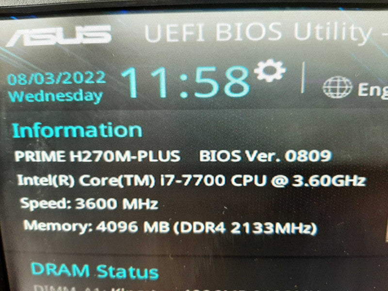 ASUS PRIME H270M-PLUS Motherboard, i7-7700 3.6GHz/4GB DDR4, 100% TESTED ~
