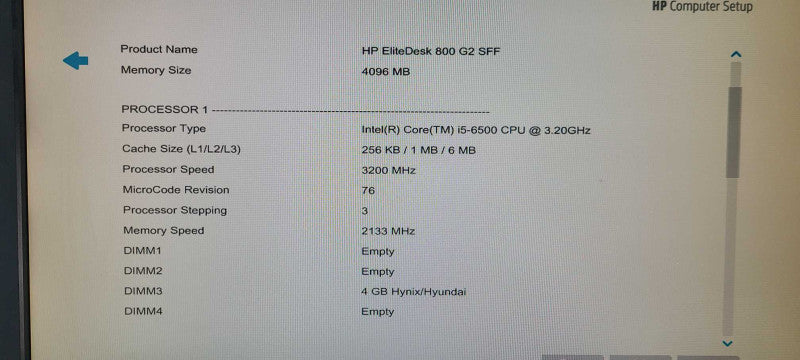 HP EliteDesk 800 G2 SFF i5-6500 3.2GHz 4GB RAM NO OS NO HDD $