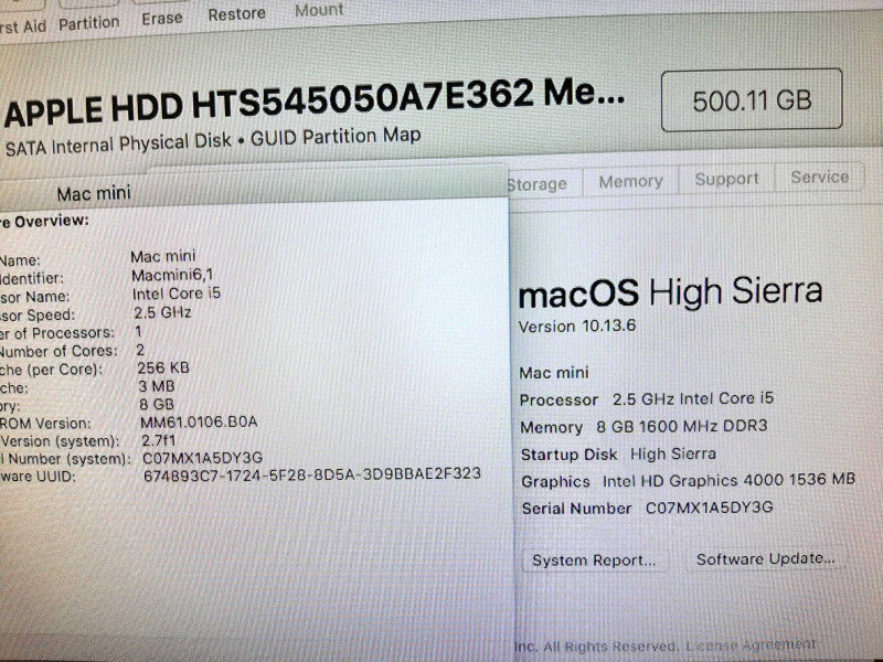 Mac mini - M.2011 A1347, i5-2520M 2.5GHz/8GB, Intel HD 4000, 500GB HDD ~
