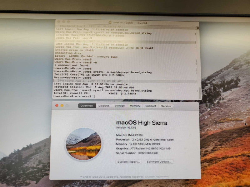 Apple Mac Pro A1289 Early 2009 2x Xeon X5670 @ 2.93GHz 12GB HD 5870 No HDD (
