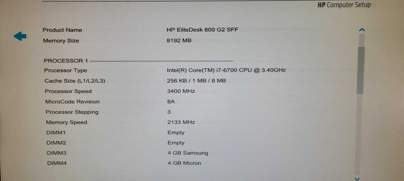 HP EliteDesk 800 G2 SFF i5-6500 3.2GHz 8GB RAM NO OS NO HDD $