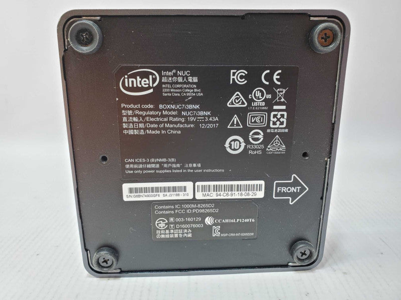 Intel BOXNUC7I3BNK NUC i3-7100 @ 2.4 GHz 8GB RAM 256GB SSD (