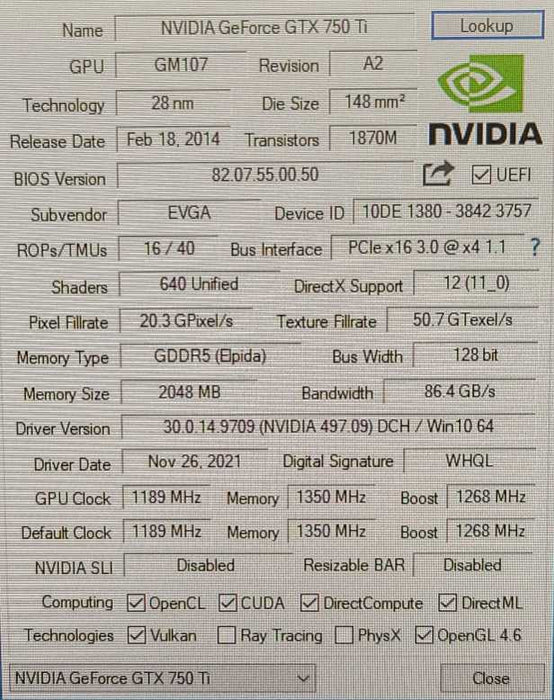 EVGA Nvidia GeForce GTX 750 TI FTW 2GB GDDR5 PCI-e Video Graphics Card