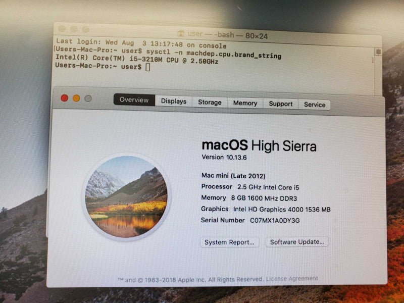 Apple Mac Mini A1347 Late 2012 i5-3210M @ 2.5 GHz 8 GB No HDD (