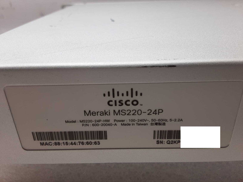 Cisco Meraki MS220-24P 24 port POE Switch POE Tested Unclaimed, AS-IS, Read _