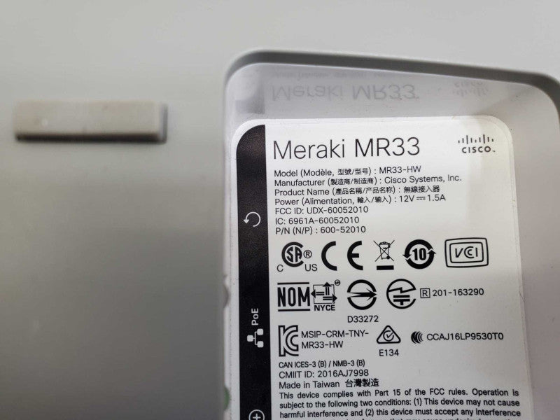 CISCO Meraki MR33-HW Access Point claimed _ for parts)