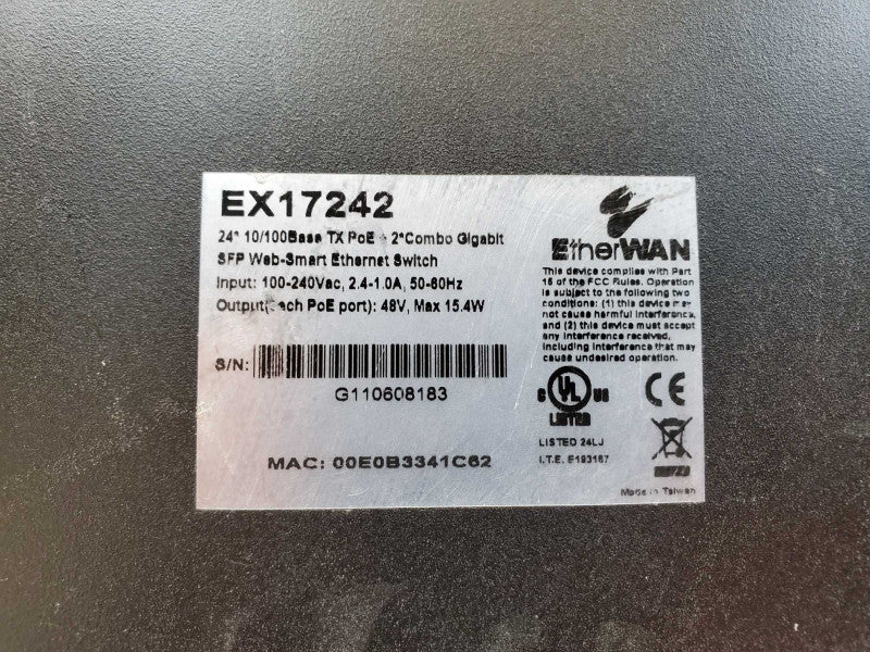 EtherWAN EX17242 Web-Smart 24-Port PoE Gigabit Ethernet Switch (