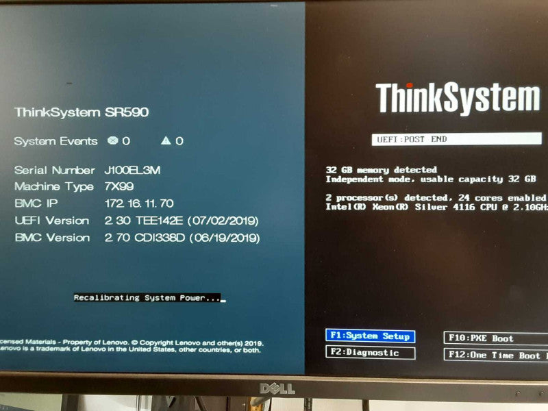Lenovo ThinkSystem SR590, 2x Xeon Silver 4116 2.1GHz 12C, 32GB DDR4, Read _
