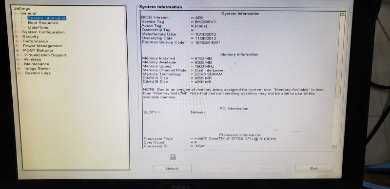 Dell Optiplex 9010 AiO i7-3770S @ 3.10ghz / 8gb ram / 23 in  #