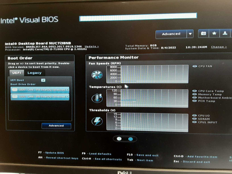 Intel NUC7i3BNB Mini PC, Core I3-7100U 2.4GHz, 8GB DDR4, No SSD/AC Adapter _
