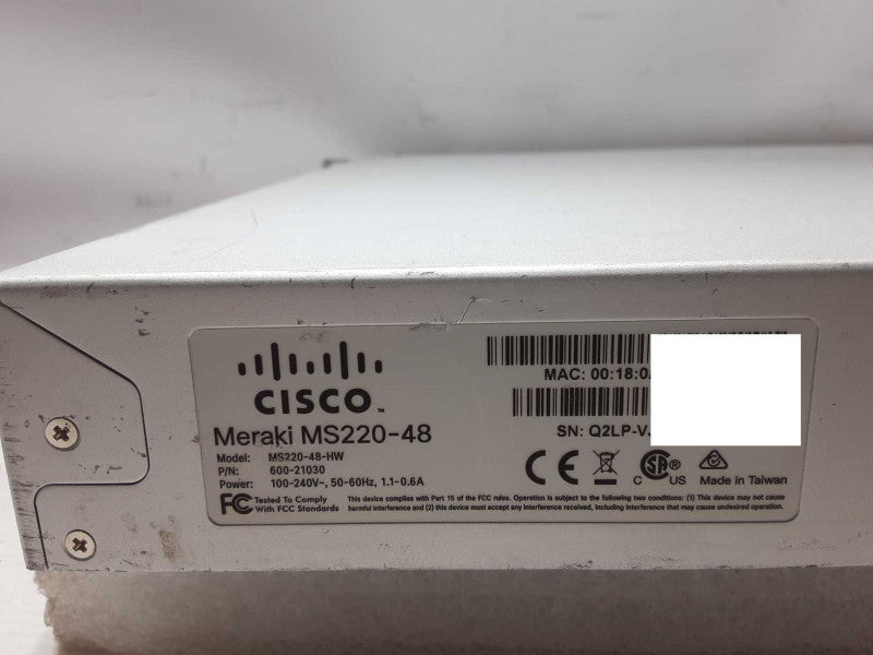 Cisco Meraki MS220-48-HW 48 Port Gigabit Ethernet Switch, CLAIMED, AS-IS _