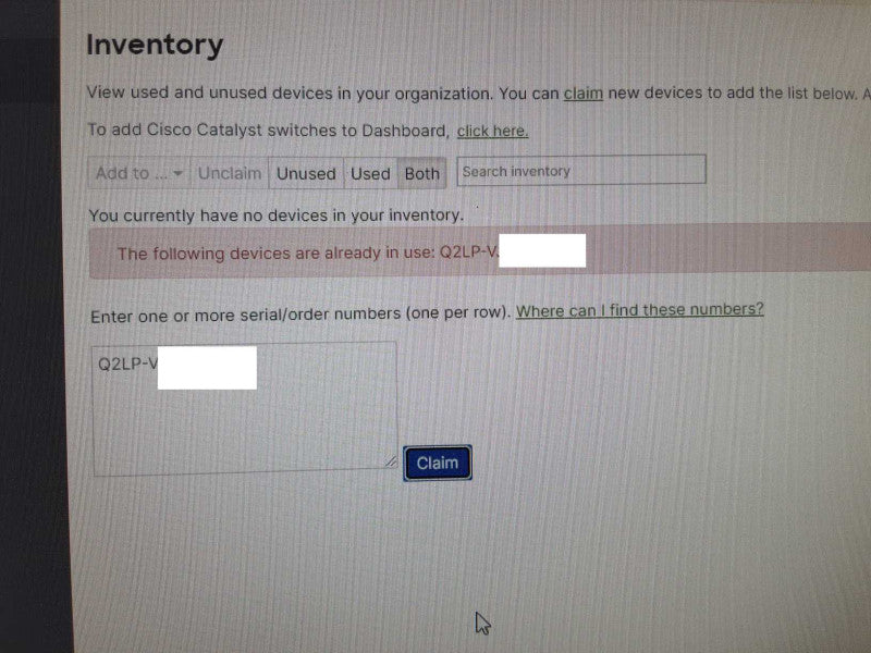 Cisco Meraki MS220-48-HW 48 Port Gigabit Ethernet Switch, CLAIMED, AS-IS _
