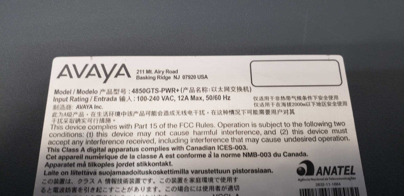 Avaya 4850GTS-PWR+ Ethernet Routing Switch - with 48 ports PoE #