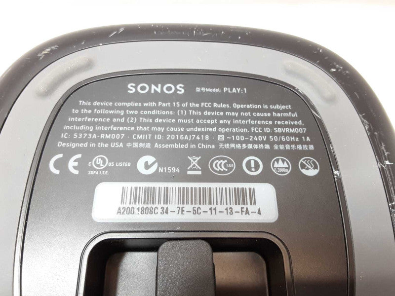 Sonos PLAY:1 Wireless Speaker, tested to power on, AS-IS _